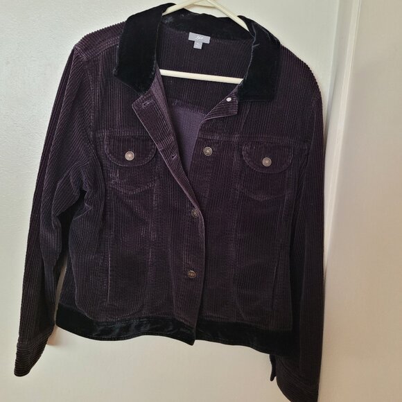J.JILL purple corduroy with velvet accents jacket XL - Picture 1 of 3